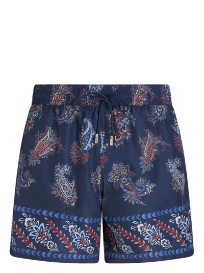 Etro Printed Swim Trunks In Blue