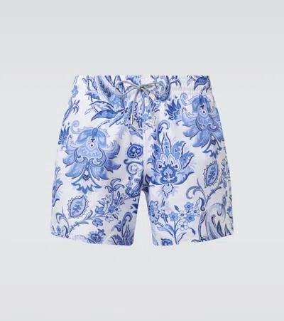 Etro Printed Swim Trunks In Blue Exclusive