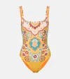 Etro Floral Print One-piece Swimsuit In Yellow