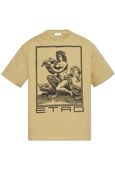 Etro Printed T-shirt In Verde Militare
