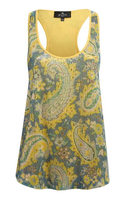 Etro Printed Tank Top In Yellow
