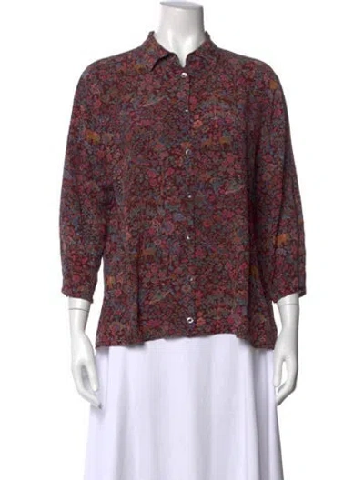 Pre-owned Etro Printed Three-quarter Sleeve Blouse In Multi