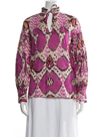 Pre-owned Etro Printed Tie Neck Blouse In Pink