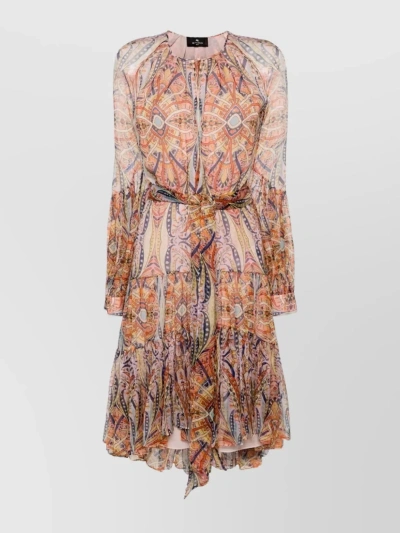 Etro Printed Tiered Skirt Dress With Elasticated Waistband In Multi