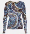 Etro Multicolor Long Sleeve Top With Paisley Motif In Multicoloured