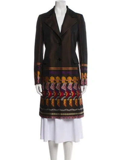 Pre-owned Etro Printed Trench Coat In Black
