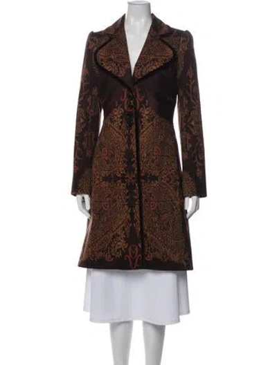 Pre-owned Etro Printed Trench Coat In Brown