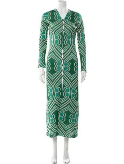 Pre-owned Etro Printed Trench Coat In Green