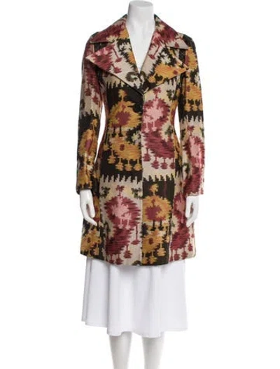 Pre-owned Etro Printed Trench Coat In Red