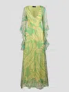 Etro Printed Ruffled Silk Maxi Dress In Green