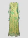 Etro Printed Ruffled Silk Maxi Dress In Green