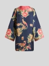 Etro Floral-print Twill Silk Dress In Navy Blue