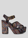 Etro Paisley-print Leather Sandals In Black