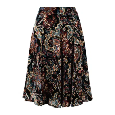 Etro Printed Velvet Skirt In Green