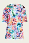 Etro Printed Viscose Jersey T-shirt In Blue Multicolor