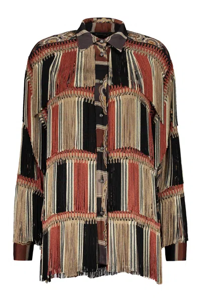 Etro Printed Viscose Shirt In Brown