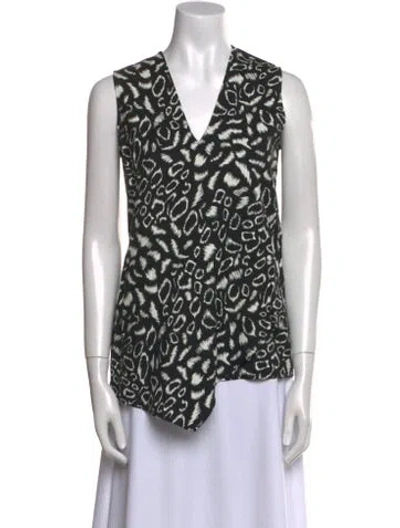 Pre-owned Etro Printed V-neck Blouse In Black
