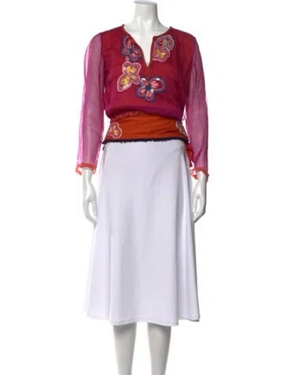 Pre-owned Etro Printed V-neck Blouse In Purple