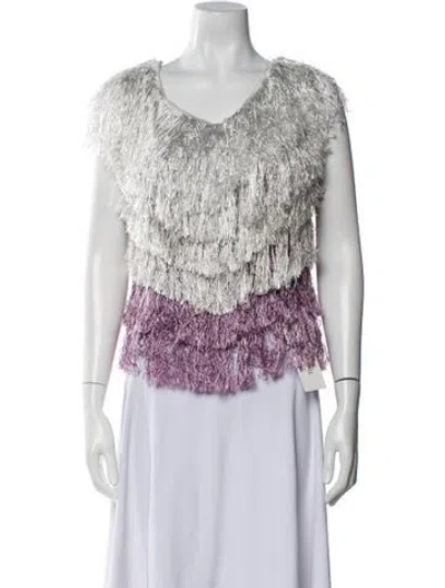 Pre-owned Etro Printed V-neck Blouse In White