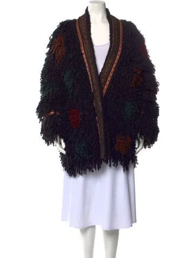 Pre-owned Etro Printed V-neck Sweater In Black