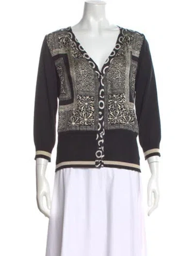 Pre-owned Etro Printed V-neck Sweater In Black