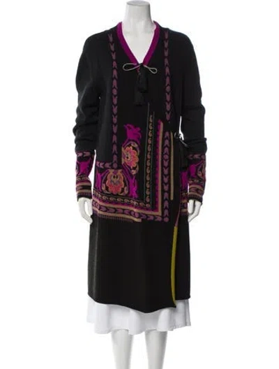Pre-owned Etro Printed V-neck Sweater In Black
