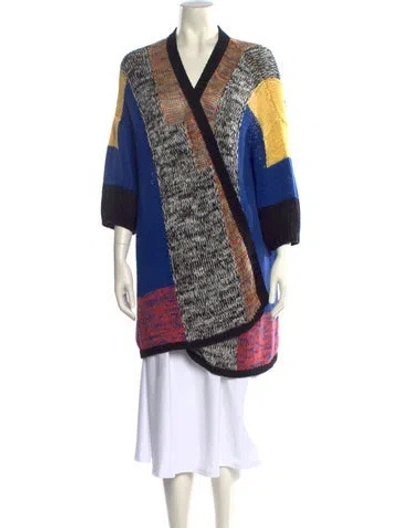 Pre-owned Etro Printed V-neck Sweater In Blue