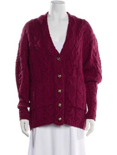 Pre-owned Etro Printed V-neck Sweater In Burgundy