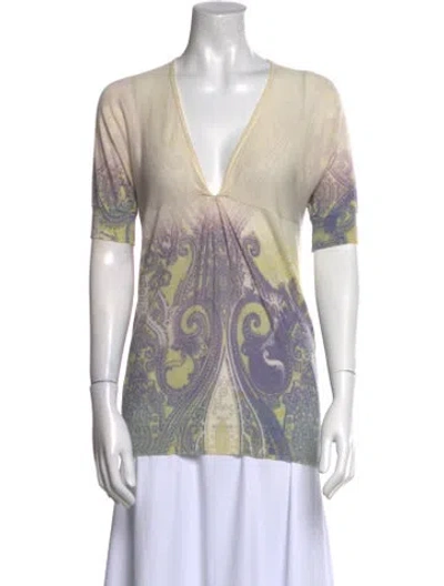 Pre-owned Etro Printed V-neck Sweater In Neutral