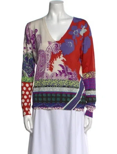 Pre-owned Etro Printed V-neck Sweater In Neutral