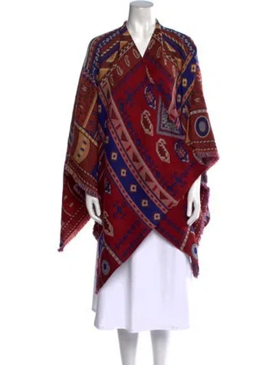 Pre-owned Etro Printed V-neck Sweater In Red