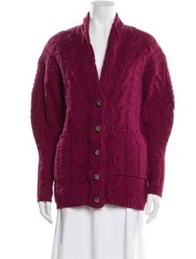 Pre-owned Etro Printed V-neck Sweater W/ Tags In Burgundy