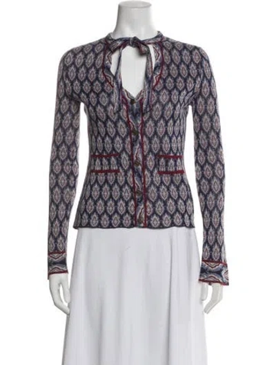 Pre-owned Etro Printed V-neck Sweater W/ Tags In Multi