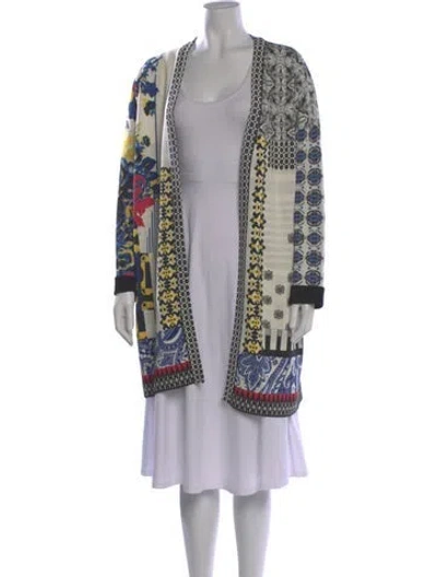 Pre-owned Etro Printed V-neck Sweater In White