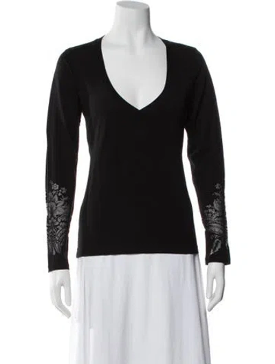 Pre-owned Etro Printed V-neck Top In Black