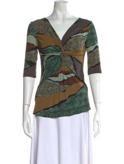 Pre-owned Etro Printed V-neck Top In Multi