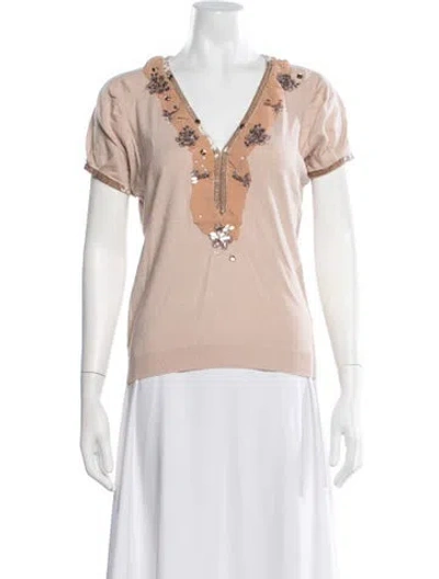 Pre-owned Etro Printed V-neck Top In Neutral