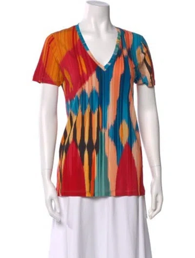 Pre-owned Etro Printed V-neck T-shirt In Multi