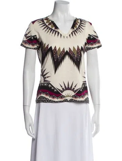 Pre-owned Etro Printed V-neck T-shirt W/ Tags In Multi