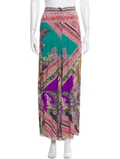 Pre-owned Etro Printed Wide Leg Pants In Brown
