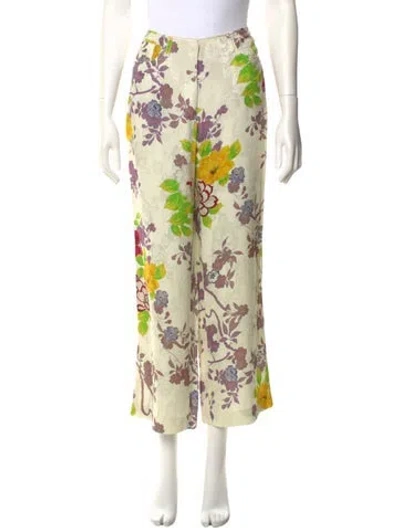 Pre-owned Etro Printed Wide Leg Pants In Green
