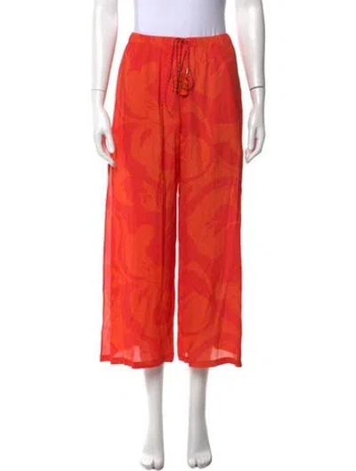 Pre-owned Etro Printed Wide Leg Pants In Orange