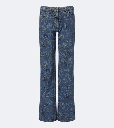 Etro Printed Wide-leg Jeans In Blue