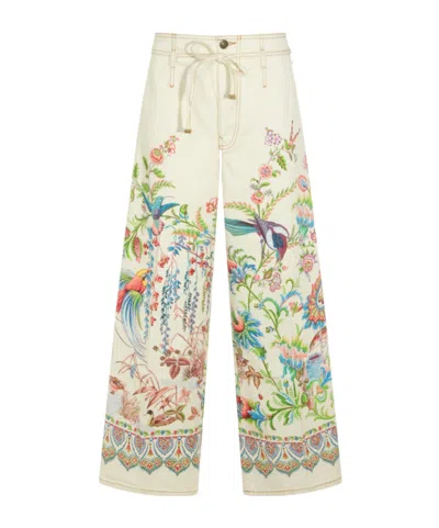 Etro Belted Printed Wide-leg Jeans In Multi