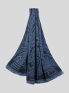 Etro , Printed Wool- And Silk-blend Scarf, Man, Blue In Blue