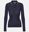Etro Printed Wool And Cotton Polo Sweater In Dark Blue