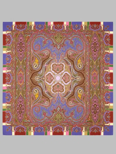 Etro Printed Wool And Silk Scarf In Multicolour