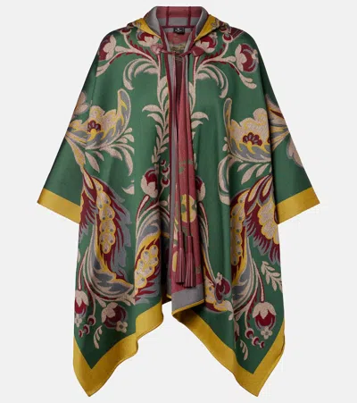 ETRO PRINTED WOOL-BLEND PONCHO