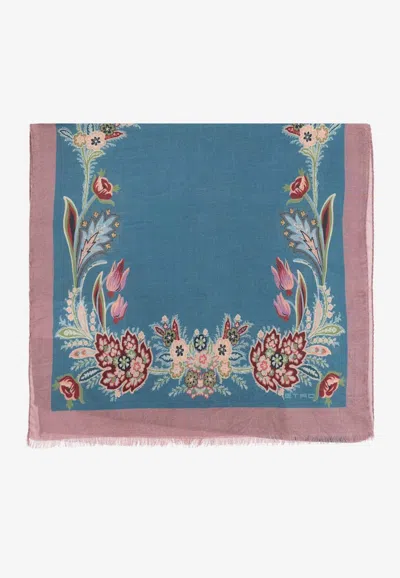 Etro Printed Wool Blend Scarf In Multi