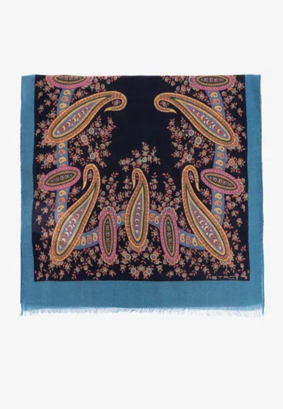 Etro Printed Wool Blend Scarf In Multi